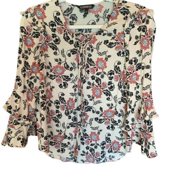 Express Floral Blouse Size Small Petite - Picture 1 of 5
